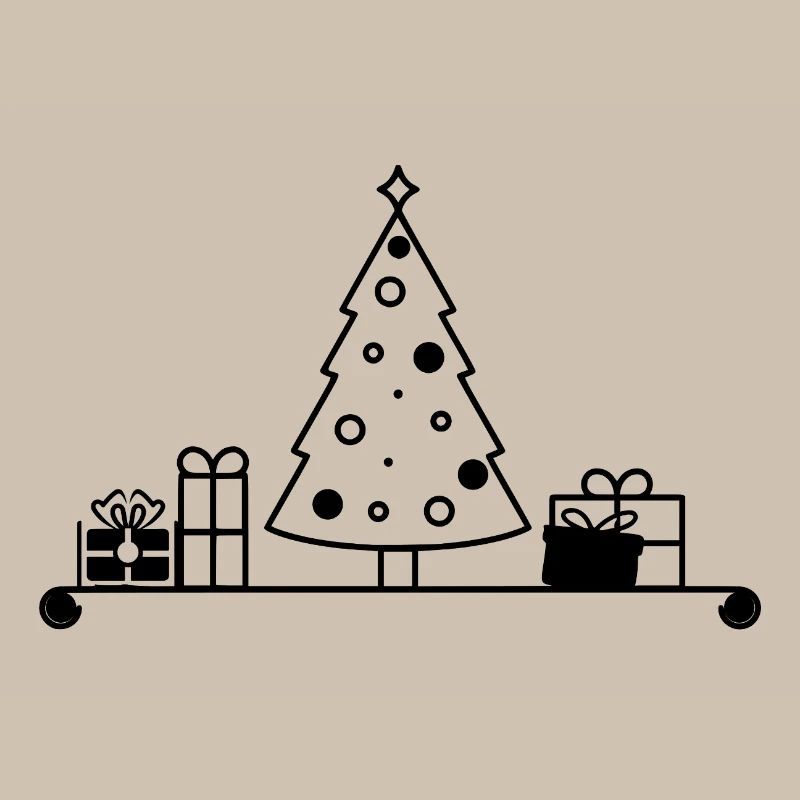 Weihnachtsbaum auf Regal mit Geschenken