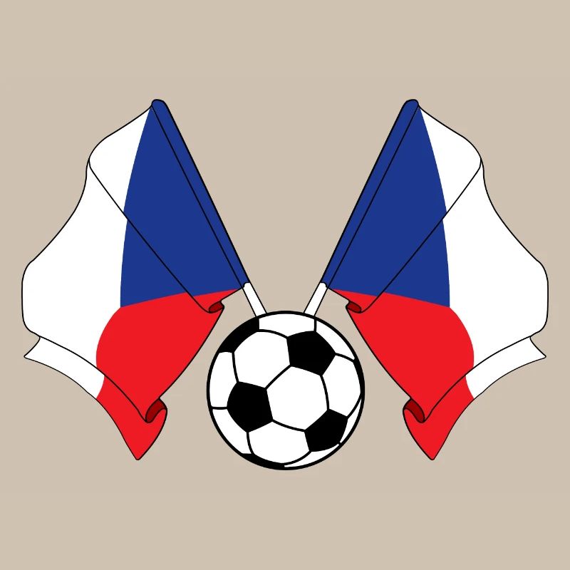 Two Czech flags with a soccer ball