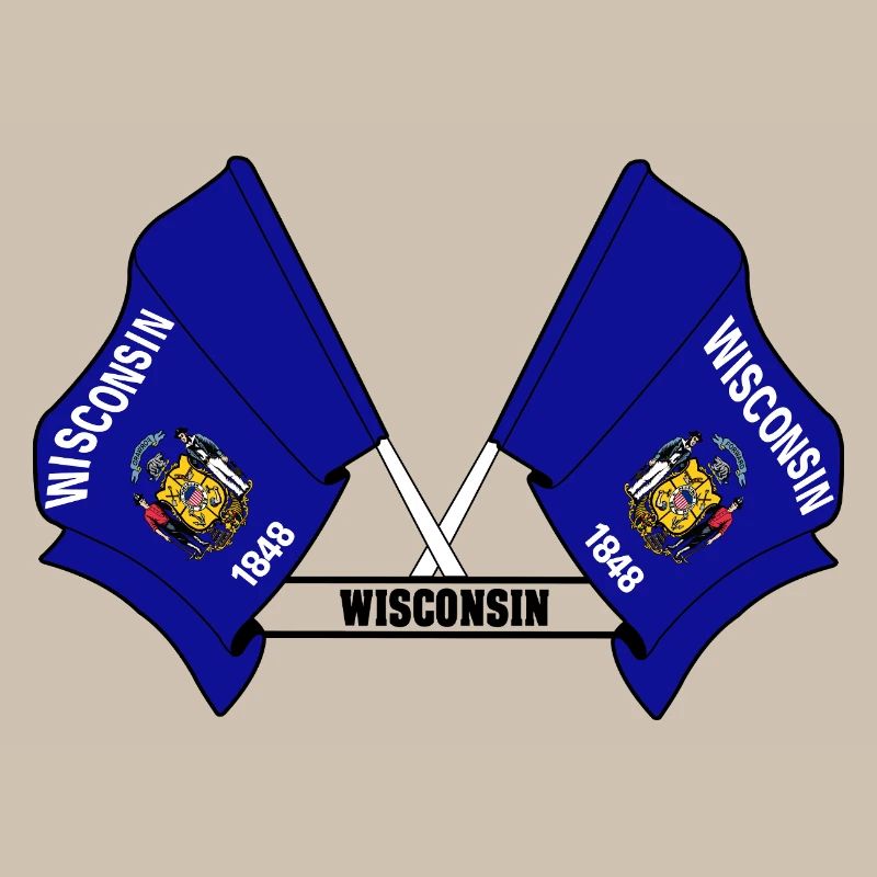 Two flags text WISCONSIN