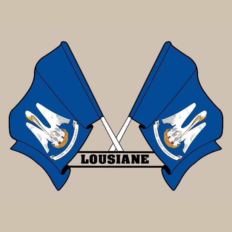 Two flags text LOUSIANE