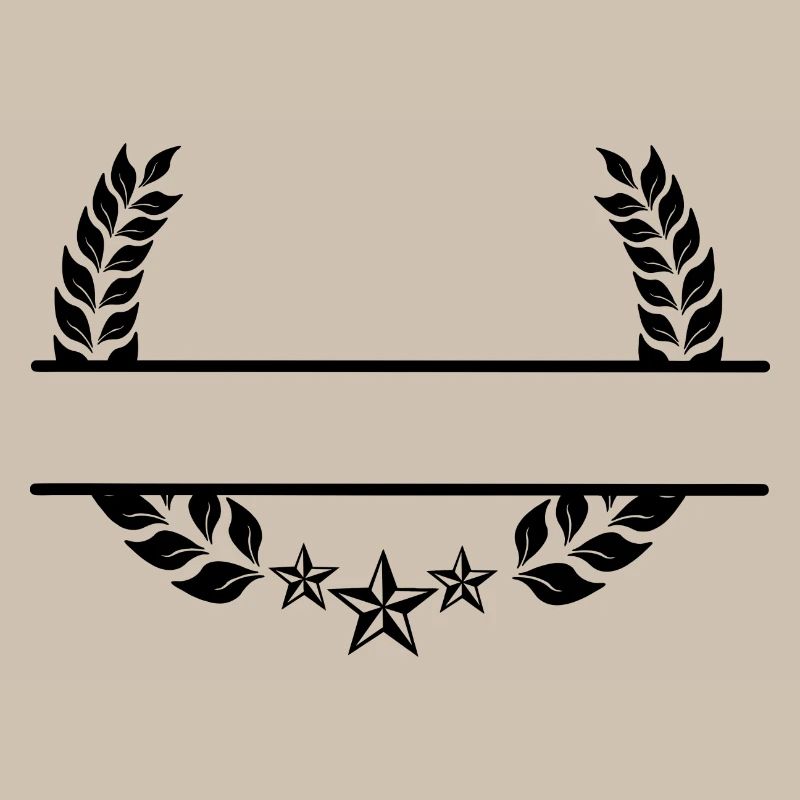 Laurel wreath monogram three stars