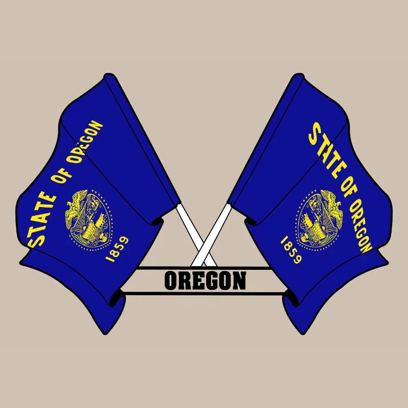 Two flags text OREGON