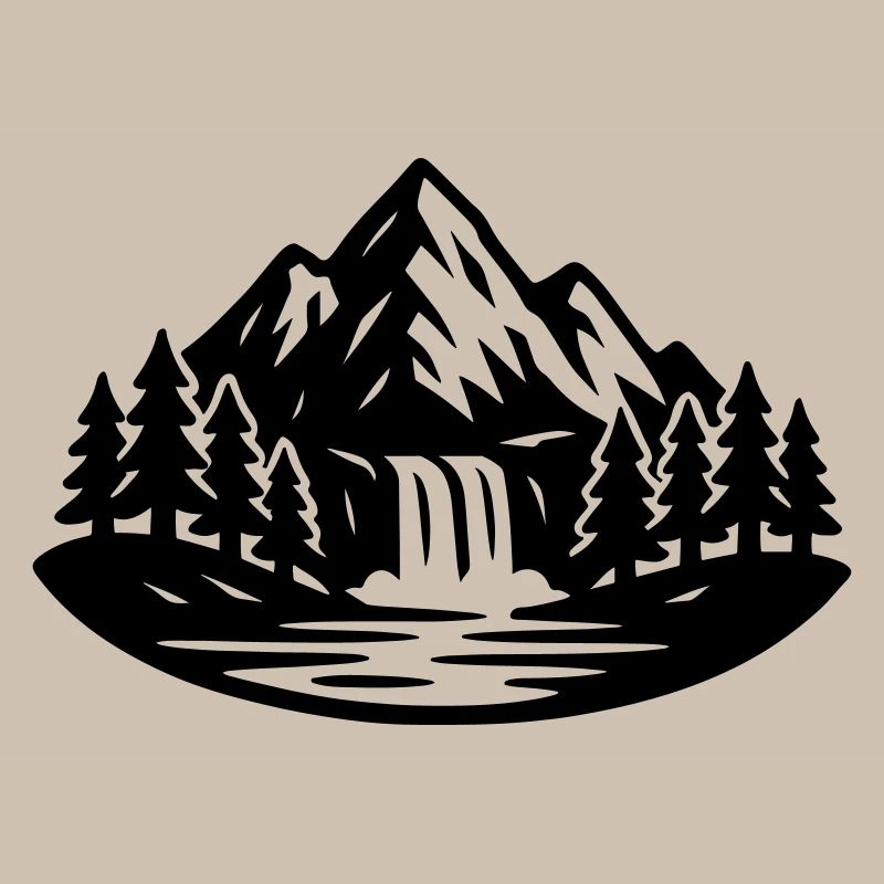 Mountains Landscape Forest Waterfall