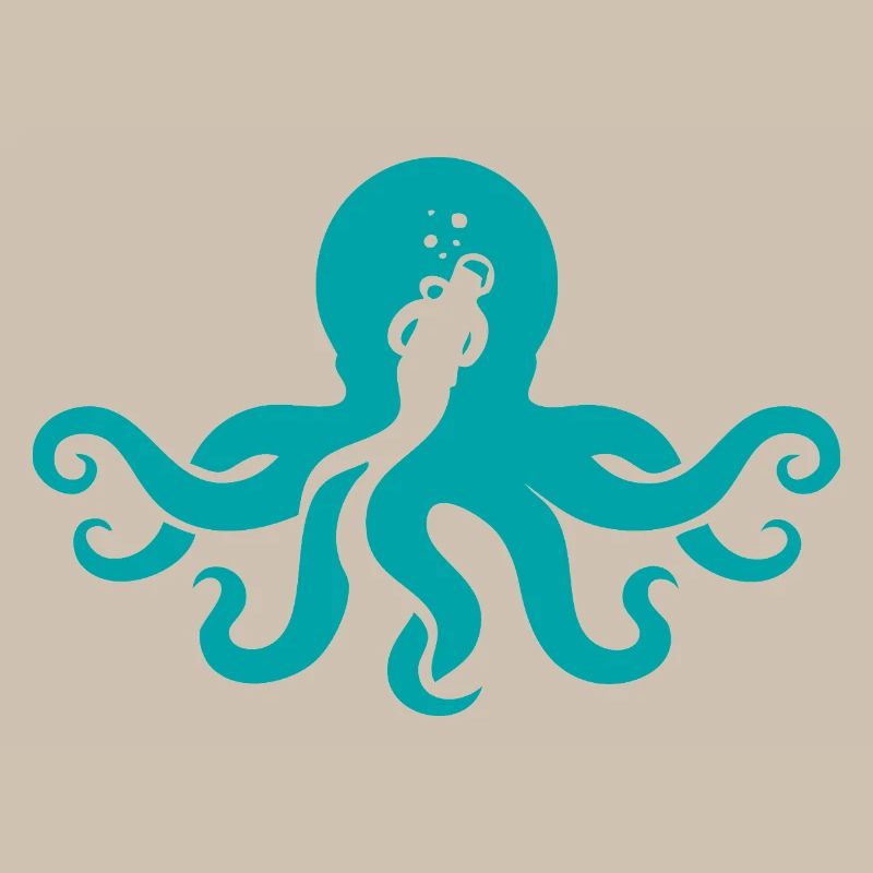 Turquoise Octopus Silhouette