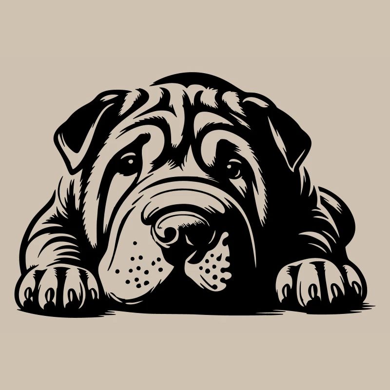 Shar Pei Head with Paws