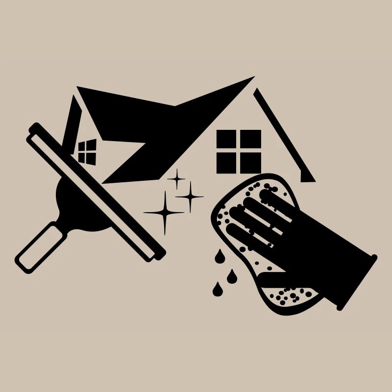 Logo de laveur de vitres avec éponge de maison et déclencheur de fenêtre