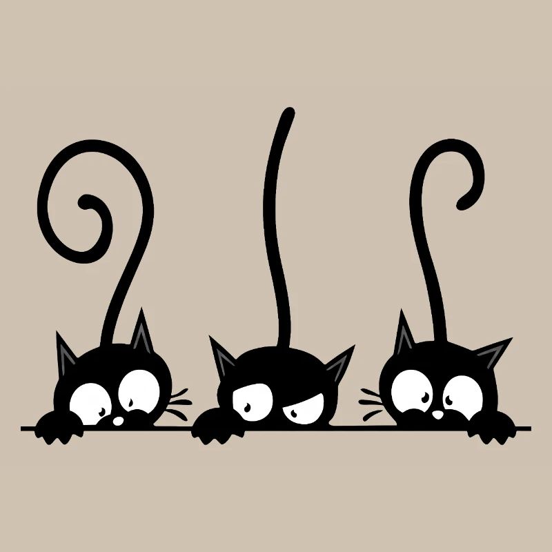 Drei neugierige schwarze Katzen