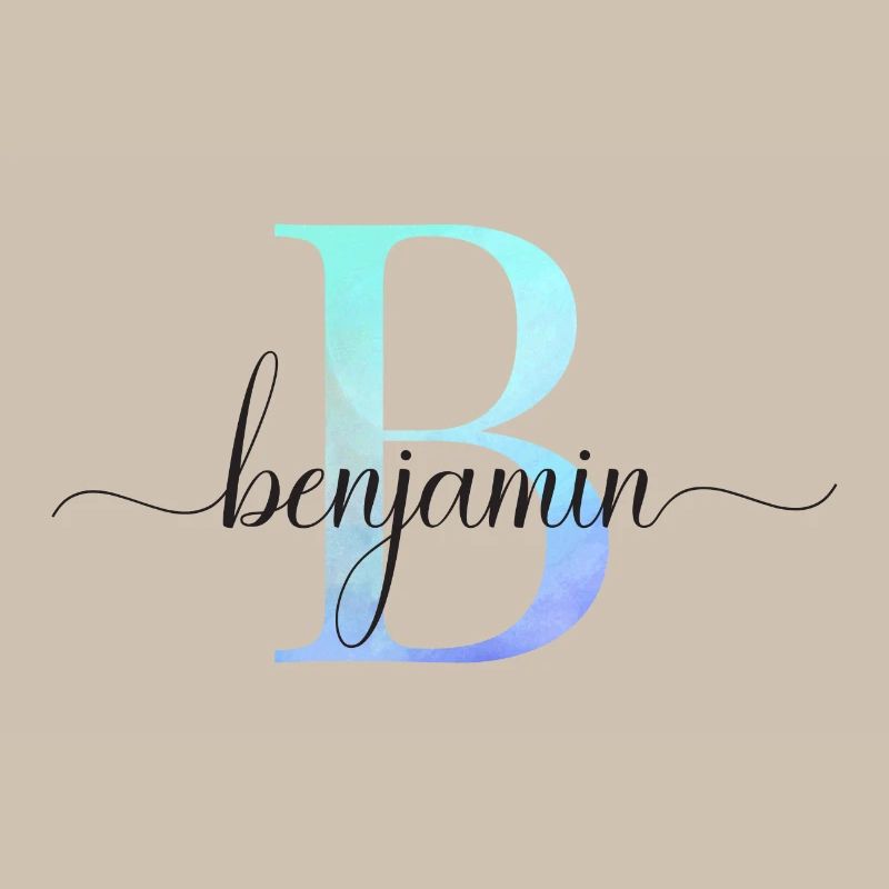 B| Monogram | Name | Benjamin | Watercolor