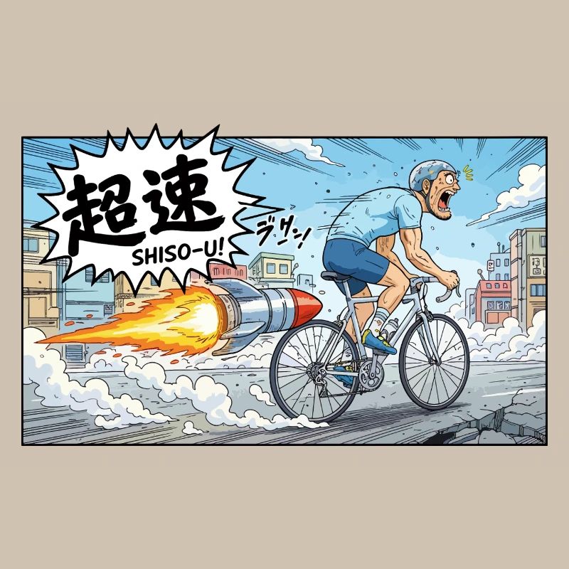 Cycliste à hypervitesse avec explosion de fusée