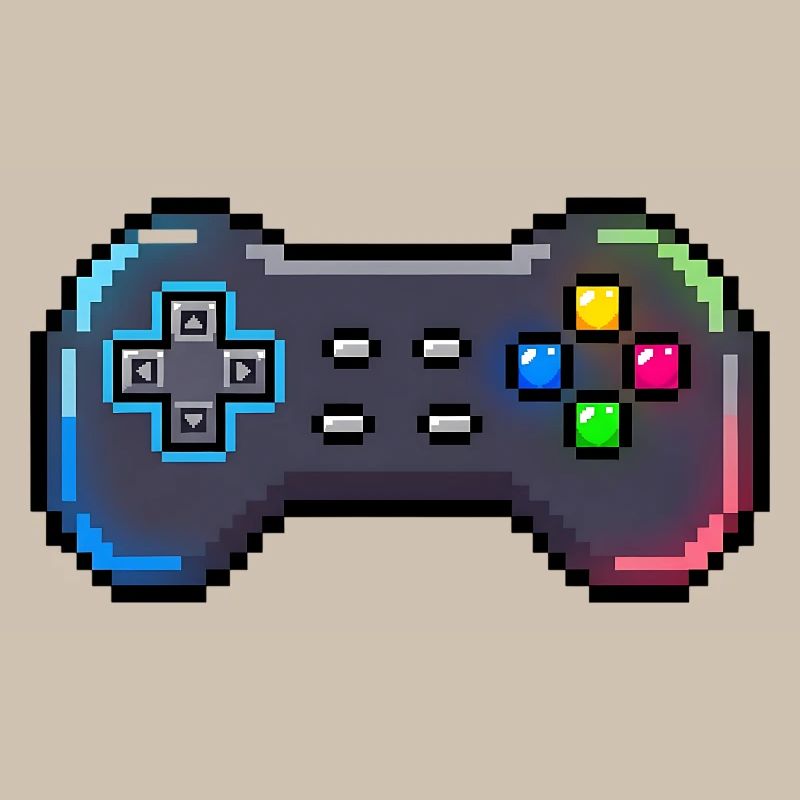 Retro-Gamepad Neon-Pixelstil