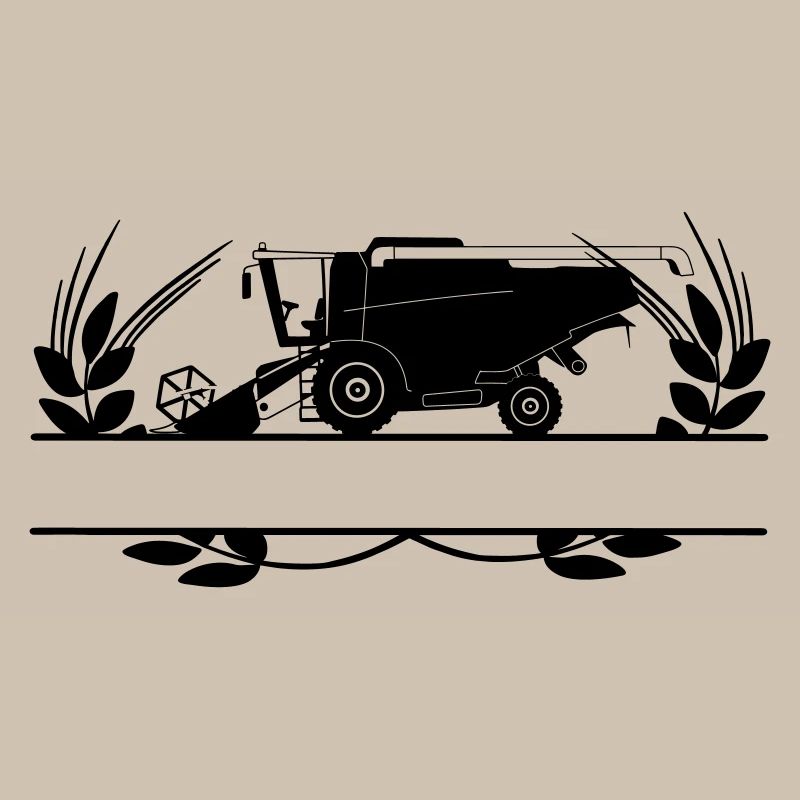 Combine Harvester in Crop Circle with Text Space