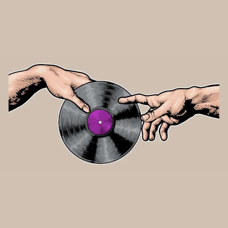 Hands Touching Vinyl Record Art