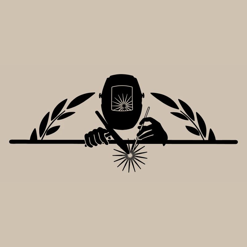 Welder logo transparent with half laurel wreath