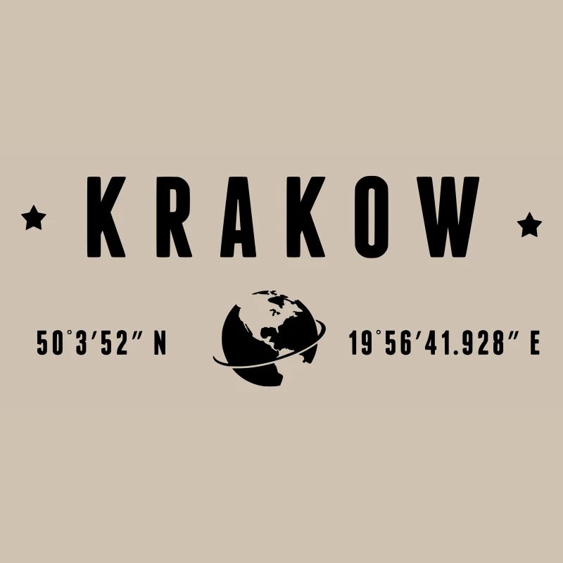 Krakauer GPS-Koordinaten Globe Moderne Typografie