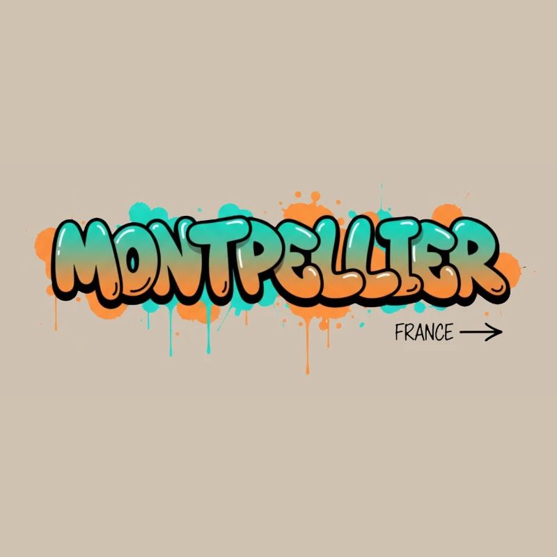 Conception du nom de la ville de Montpellier dans le style graffiti
