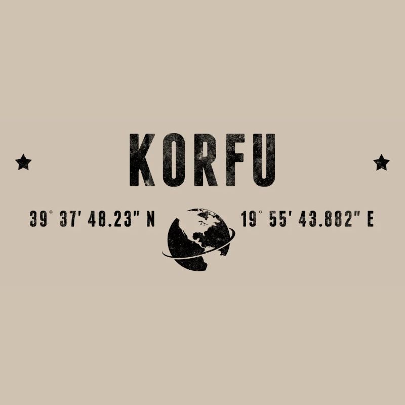 Corfu Stylized Geographical Coordinates