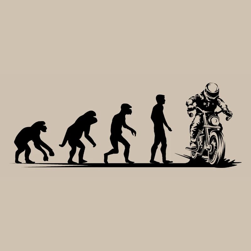 Motorcycle Evolution Funny Biker Cafe Racer Icon