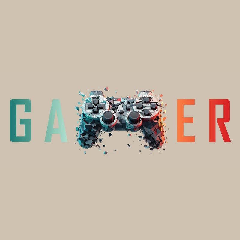 Gamer Typografie Controller bunt Gaming Design