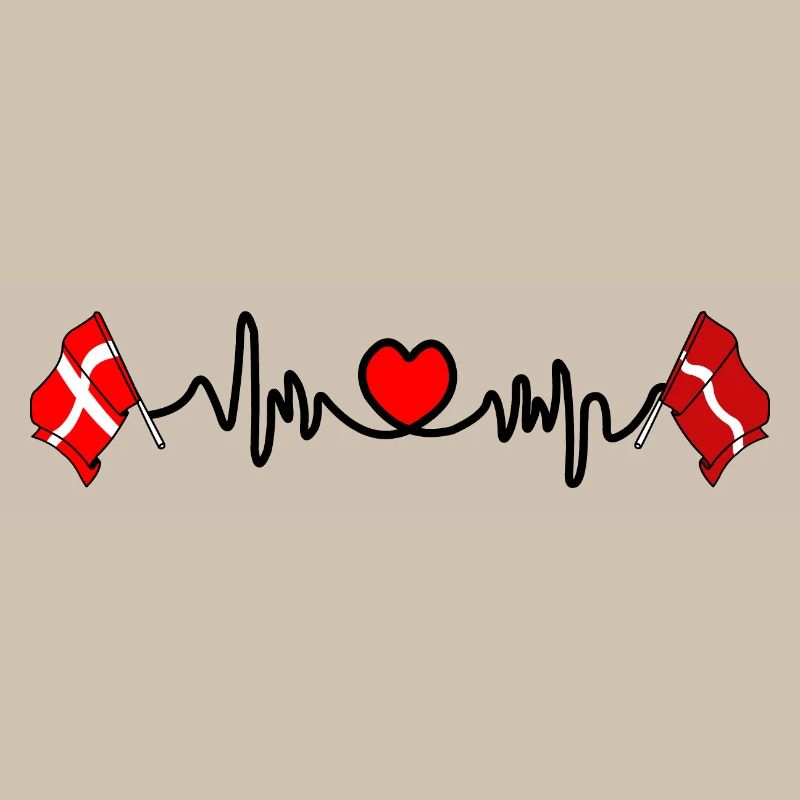 Cardio heart Drapeau Danemark, drapeau Lettonie