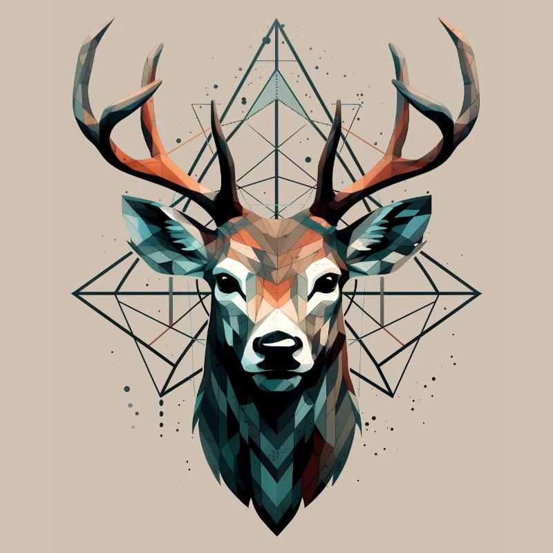 Geometric deer with geometric patterns