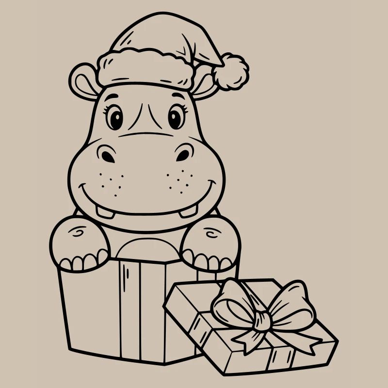 Weihnachts-Nilpferd mit Geschenken