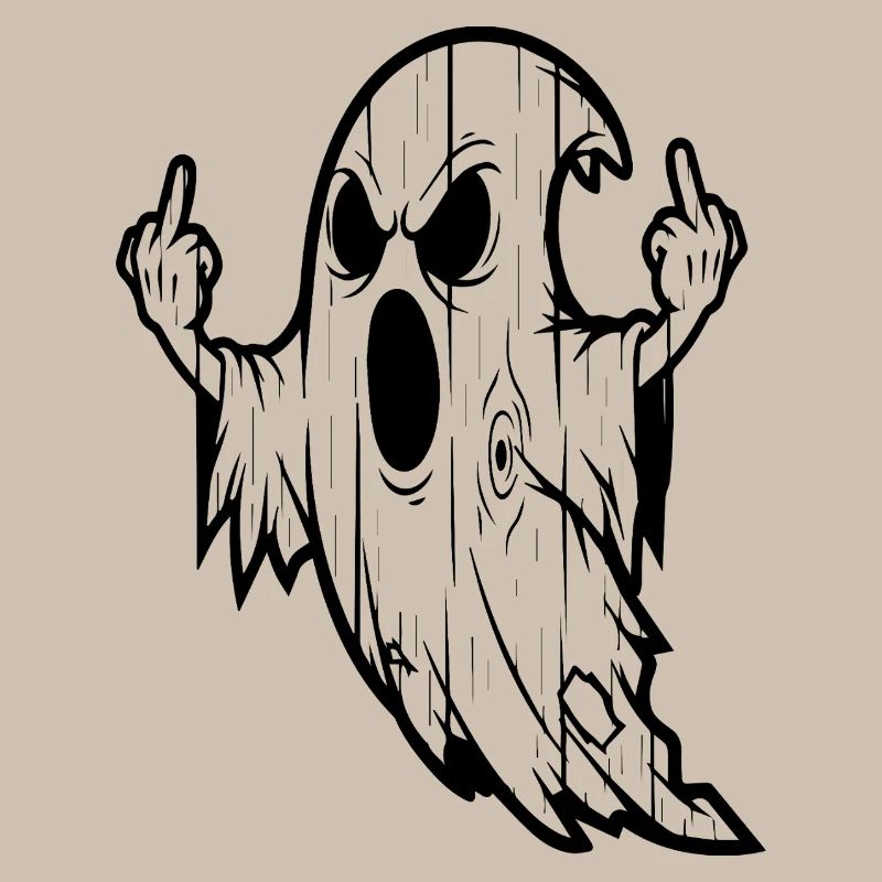 Geist mit Mittelfinger-Geste