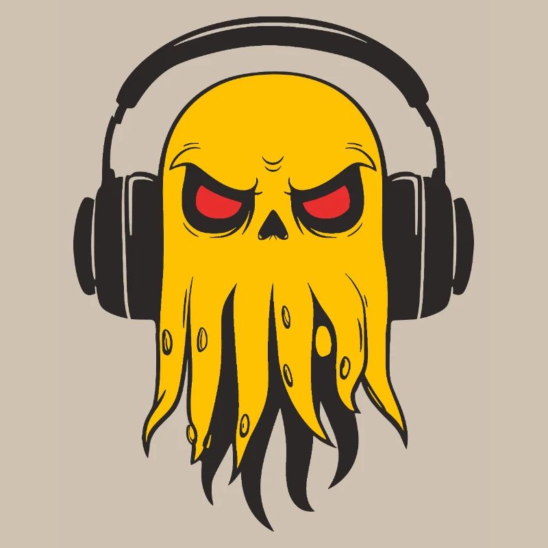 Tentacule jaune avec écouteurs