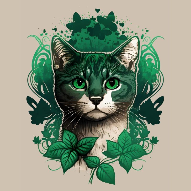 Katze mit Efeu Rahmen