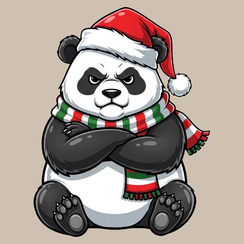 Grumpy Panda Santa Claus Hat