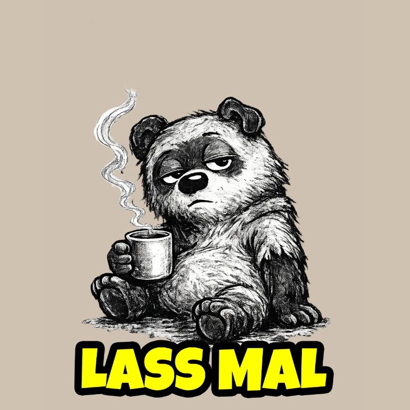 Lass mal. – Grumpy Bär mit Kaffee (Sketch)