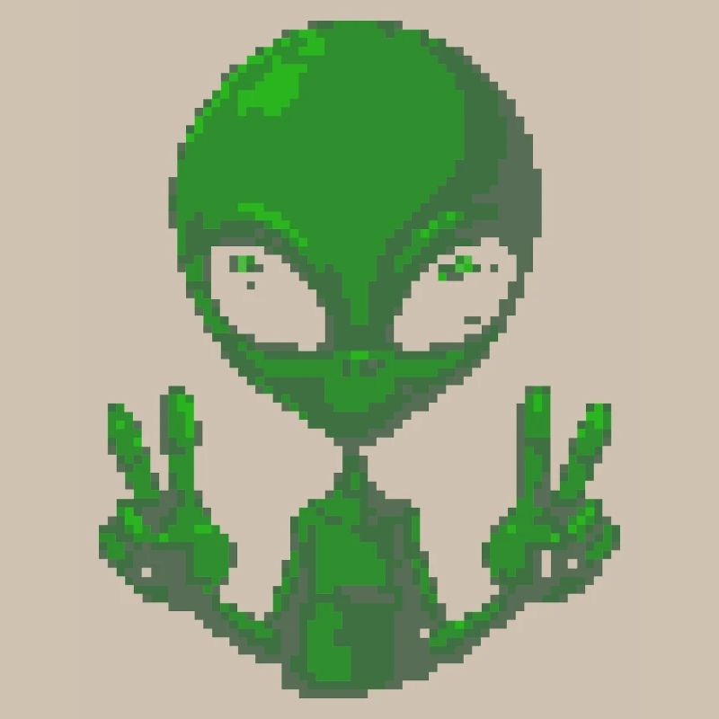 Pixel Alien Friedenszeichen-Tee