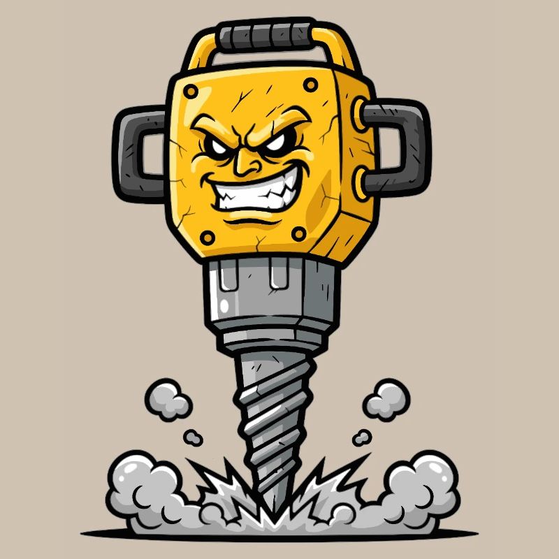 Dessin animé Drill en colère avec explosion
