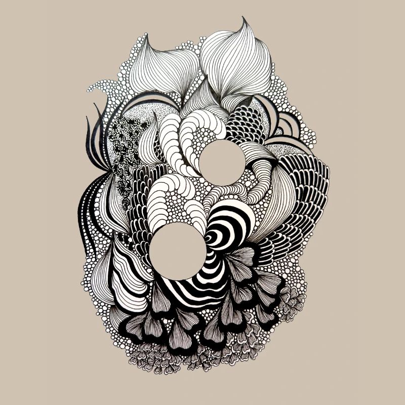 Black and White Flower Ring Pattern