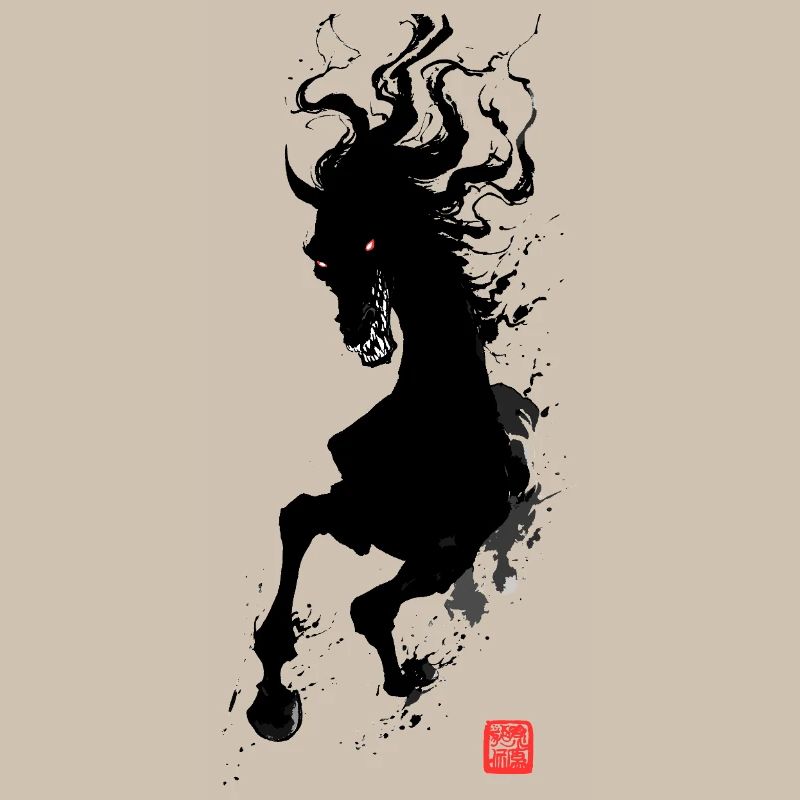 Uma Oni – Besessenes Dämonenpferd Sumi-e