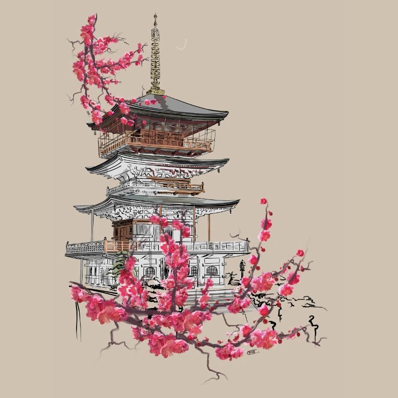 Pagode und Sakura