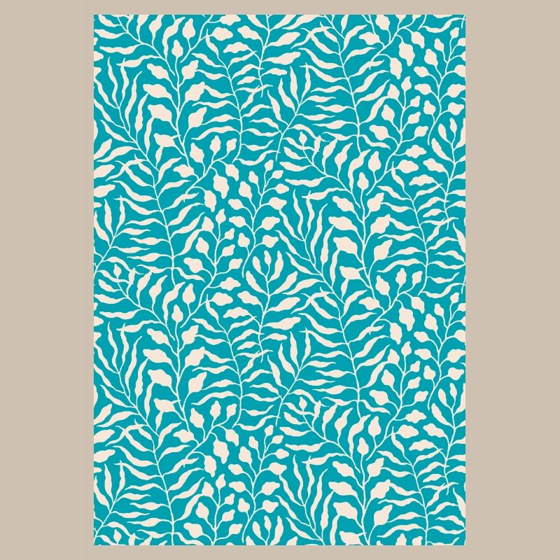 Blue Palm Leaf Design
