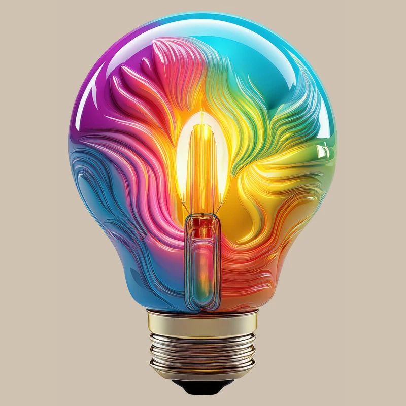 Ampoule colorée comme symbole de créativité