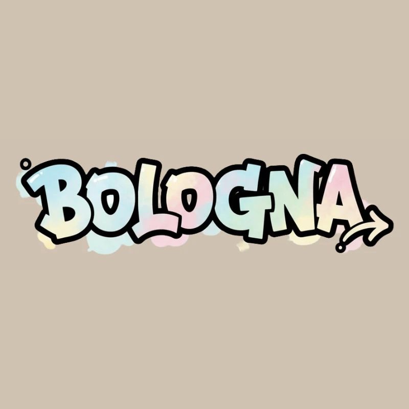 Lettrage graffiti BologneA sur la flèche