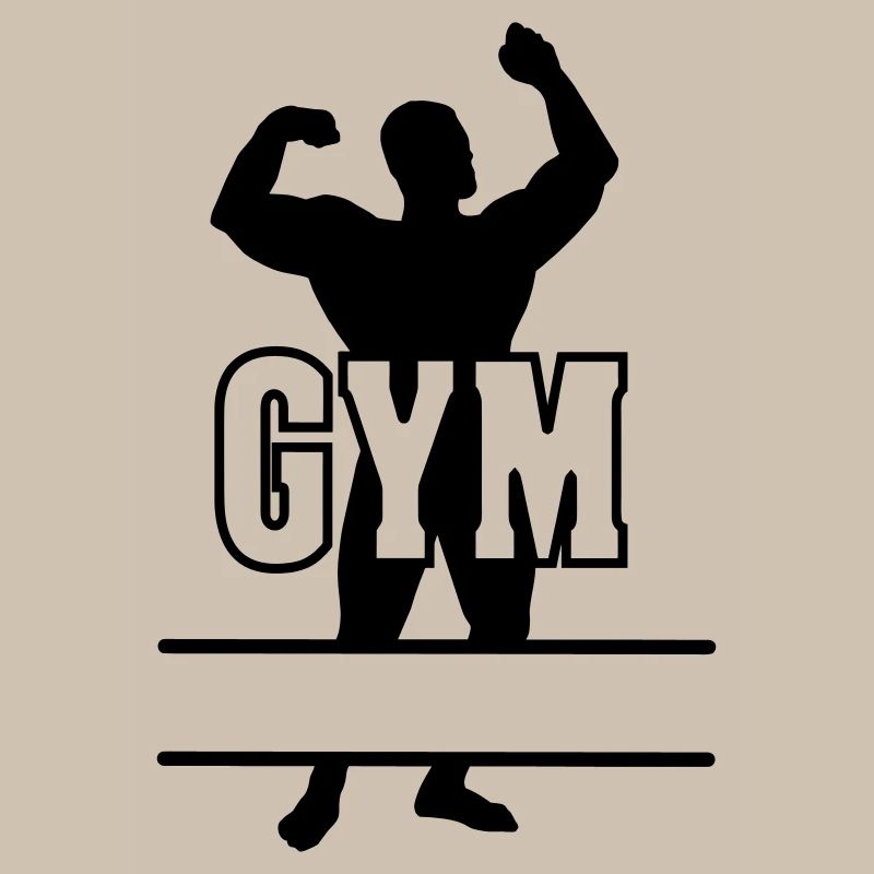 Bodybuilder transparenter Text 'GYM'