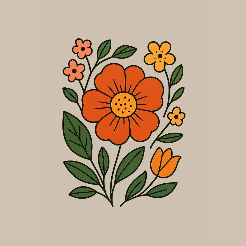 Illustration de fleur botanique rustique