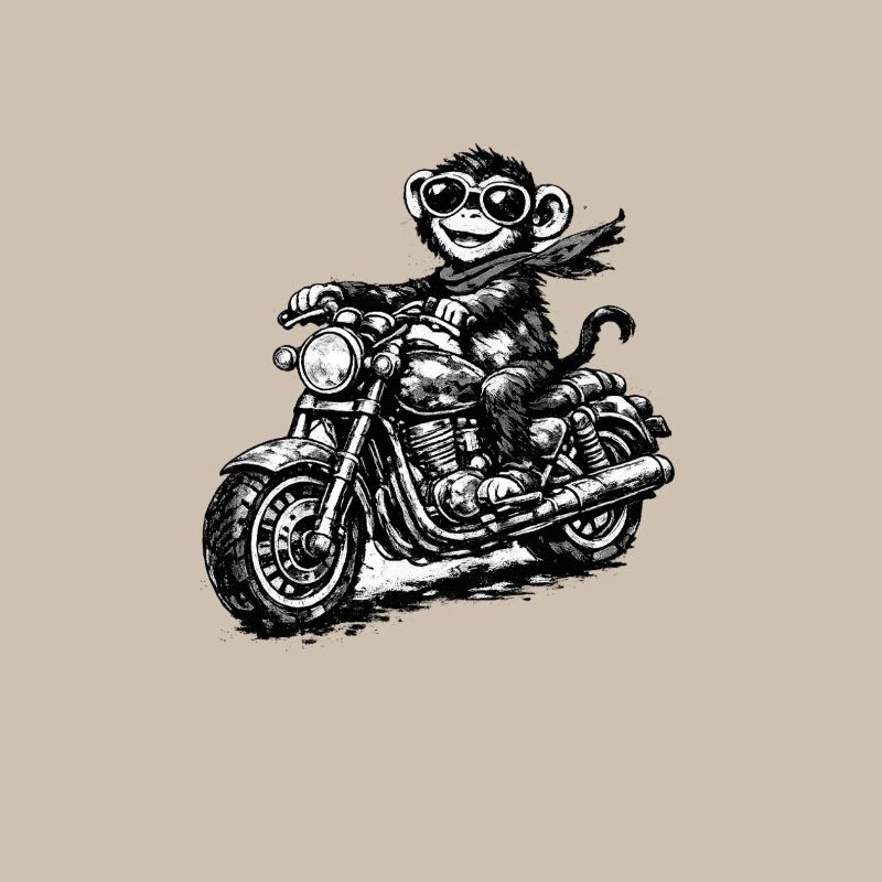Monkey on motorcycle sketch style
