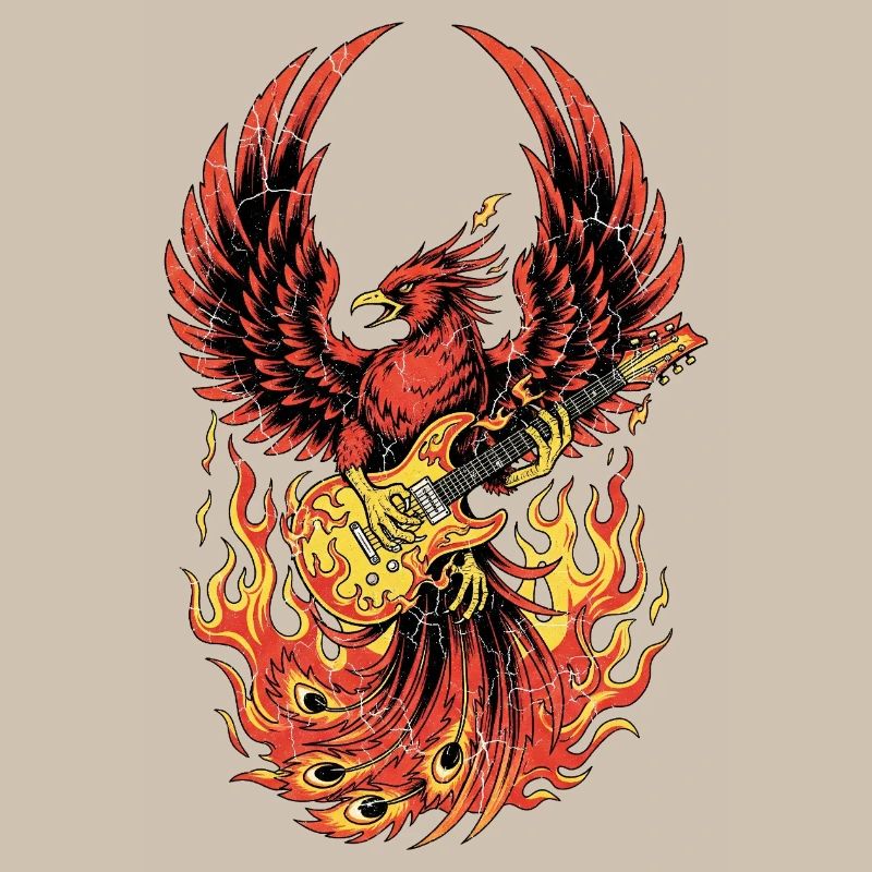 Fiery Eagle Guitare Rock Design