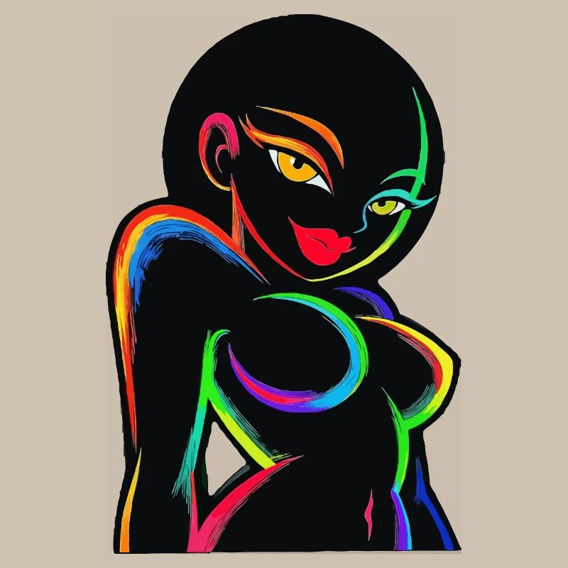 Neon-Regenbogen-Silhouette