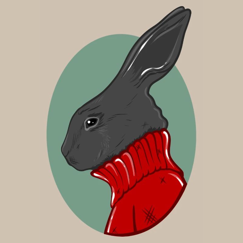 Lapin avec un pull rouge