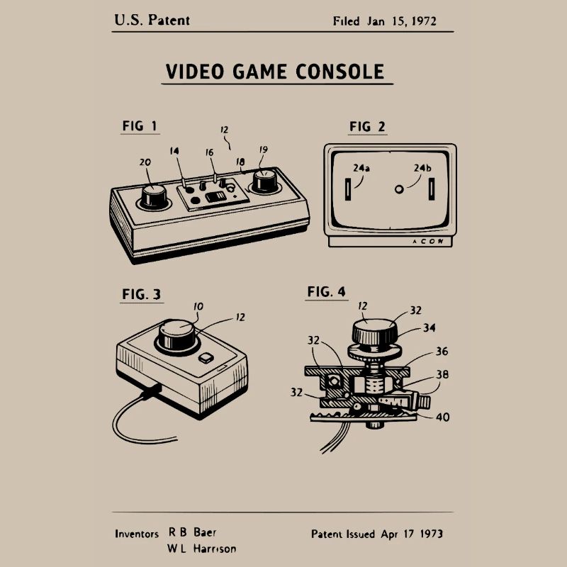 Brevet de plan de console de jeu rétro