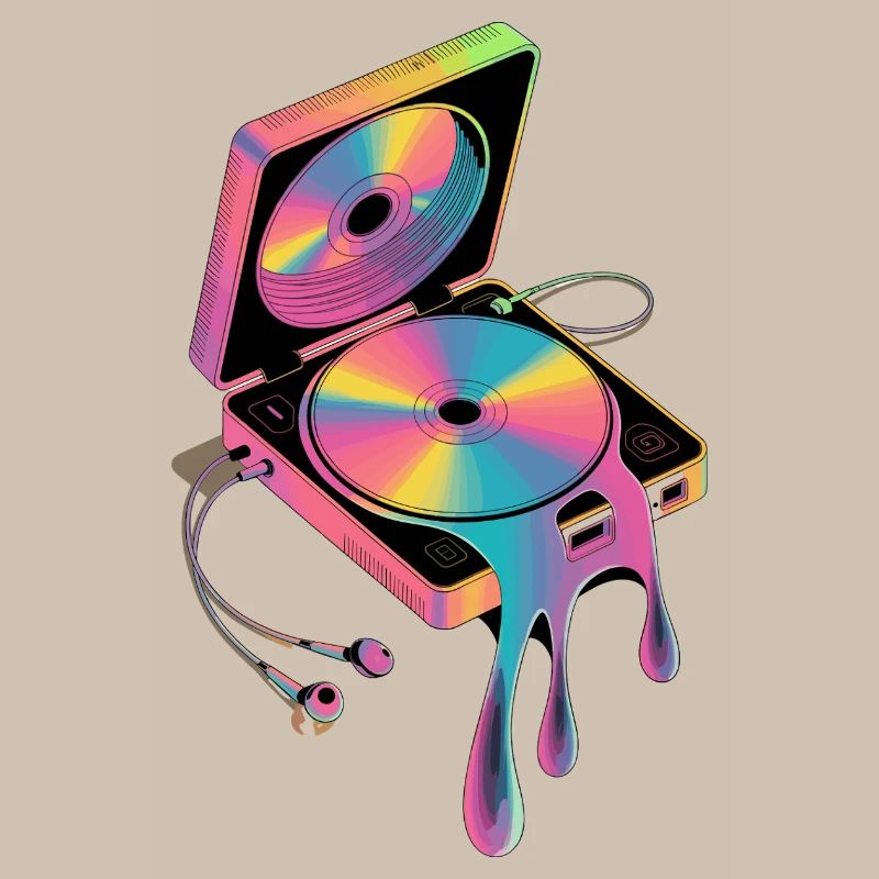  Retro Discman Psychedelic CD Player 90er