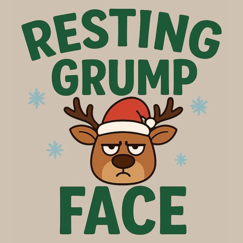 Resting Grump Face Reindeer with Hat