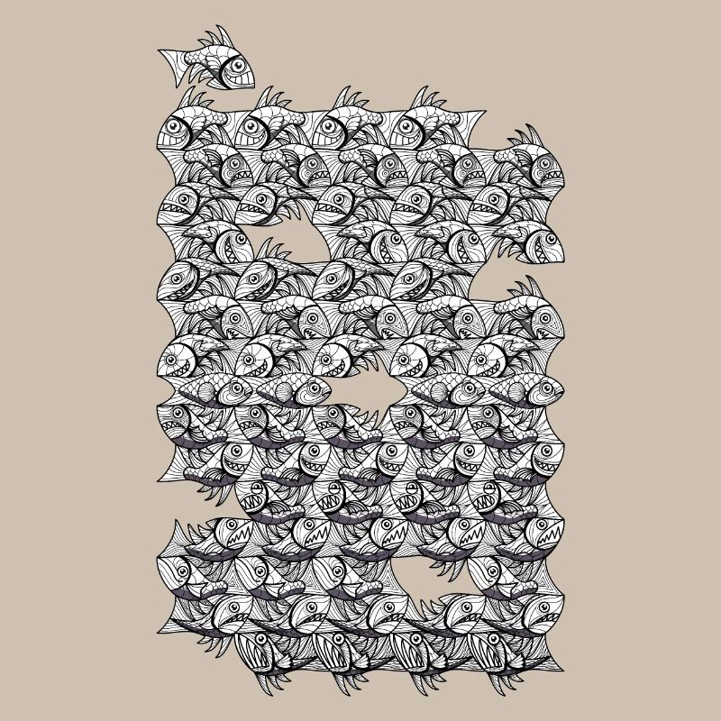 Repeated monochrome fish