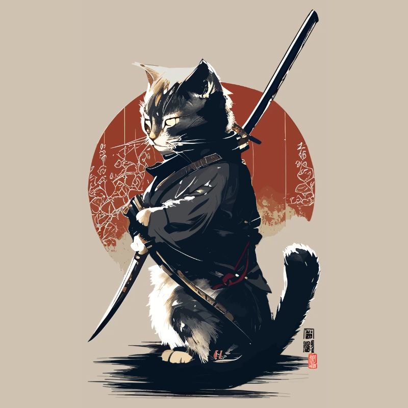 Kawaii Neko Samurai : chat samouraï