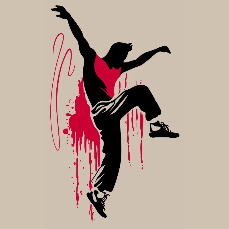 Breakdancer Dancer Silhouette in Red Black